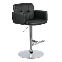 Crosby St. Stout Adjustable Faux Leather Barstool, Black