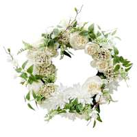 White Mixed Blooms Floral Wreath, 22"