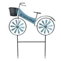 Blue Metal Bike Yard Stake, 27"