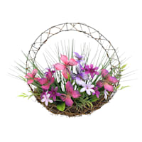 Pink Butterfly Basket Wreath, 16"