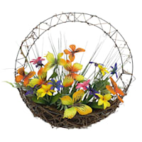 Yellow & Orange Butterfly Basket Wreath, 16"