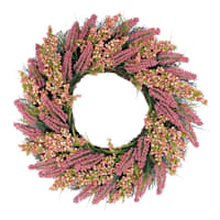 Pink Heather & Orange Berry Floral Wreath, 22"