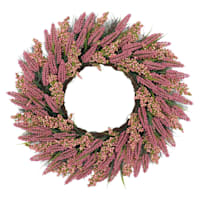 Pink Heather & Orange Berry Floral Wreath, 28"