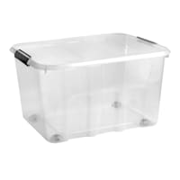 Clear Storage Container with Dual Hinging Lid & Wheels, 52l