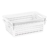 2-Pack White Circle Cutout Storage Basket, 13l