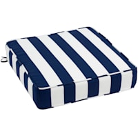 Navy Awning Striped Gusseted Outdoor Deep Seat Cushion