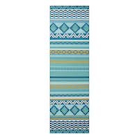 (E330) Mikayla Blue Multicolor Striped Indoor & Outdoor Runner, 2x7