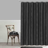 Honeybloom Black Pendant Scroll Woven Shower Curtain, 72"