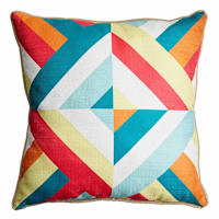 Ray Warm Multicolor Geo Square Outdoor Throw Pillow, 17"
