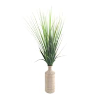 Grass Plant with White Ceramic Planter, 27"