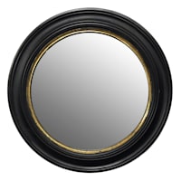 30In Blk Gold Round Wall Mirror
