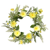 Yellow Daisy Floral Candle Ring, 6.5"