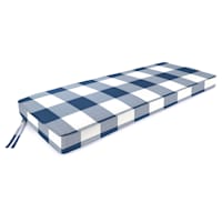 Navy Blue Buffalo Check Outdoor Bench Cushion