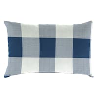 Navy Buffalo Plaid Lumbar Outdoor Throw Pillow, 14x20