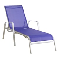 Stackable Sling Patio Chaise Lounge Chair, Cobalt Blue & White