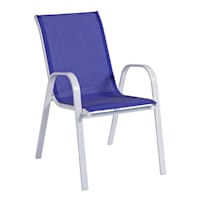 Stackable Sling Patio Chair, Cobalt Blue & White