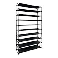 50-Pair Fabric Shelf Standing Shoe Rack, Black