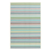 (E441) Scope Aqua Green Striped Outdoor Area Rug, 5x7