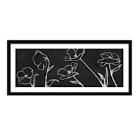 Glass Framed Sketched Floral Wall Art, 36x16