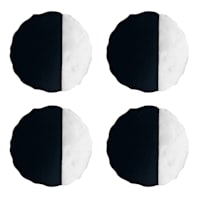 Set of 4 Black & White Marble-Look Wooden Coasters