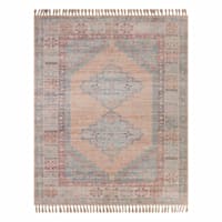 (E336) Honeybloom Anna Vintage Medallion Fringe Outdoor Area Rug, 8x10
