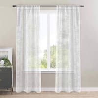 Providence Montgomery White Botanical Leaf Burnout Sheer Curtain Panel, 84"