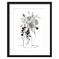 Glass Framed Floral Print Wall Art, 17x21
