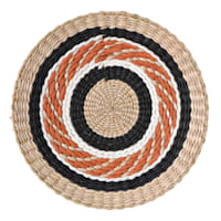Orange & Black Decorative Round Wall Basket, 13"