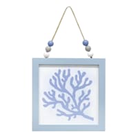 Ty Pennington Hanging Wooden Blue Coral Wall Art, 9x15