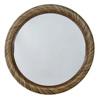 Natural Rattan Framed Round Wall Mirror, 30"
