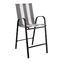 Laila Ali Stackable Sling Patio Barstool, Black & White Striped