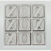 White Wooden Tic-Tac-Toe Decor, 9"