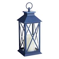 Navy Blue LED Lantern, 12"