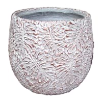 Bronze Palm Leaf Textured White Outdoor Planter, Large