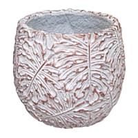 Bronze Palm Leaf Textured White Outdoor Planter, Small