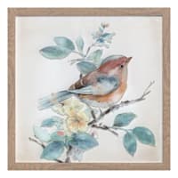 Honeybloom Glass Framed Bird Print Wall Art, 16"