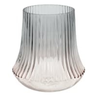 Laila Ali Grey Ombre Ribbed Glass Vase, 6"