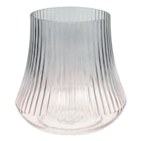 Laila Ali Grey Ombre Ribbed Glass Vase, 7"