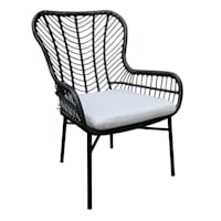 Laila Ali Modern Black Wicker Patio Chair with Cushion