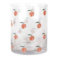 Peach Printed Clear Glass Vase, 6"