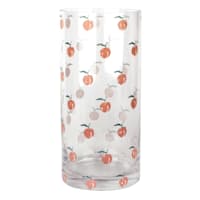 Peach Printed Clear Glass Vase, 10"