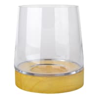 Glass Candle Holder with Wood Base, 8"