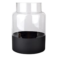 Clear Glass Vase with Black Base, 9"