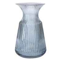 Grace Mitchell Blue Ribbed Glass Vase, 8.5"