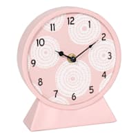 Pink Metal Round Clock, 7"