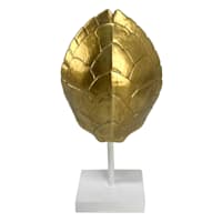 Providence Gold Turtle Shell on White Stand Decor, 12"
