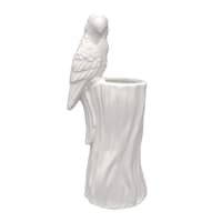 Grace Mitchell White Perching Bird Ceramic Vase, 9"