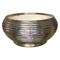 Striped Bronze Low Bowl Outdoor Planter, Large