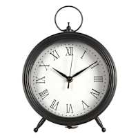 Black Round Table Clock, 10"