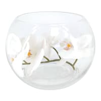 Laila Ali White Orchid in Glass Bowl, 8"